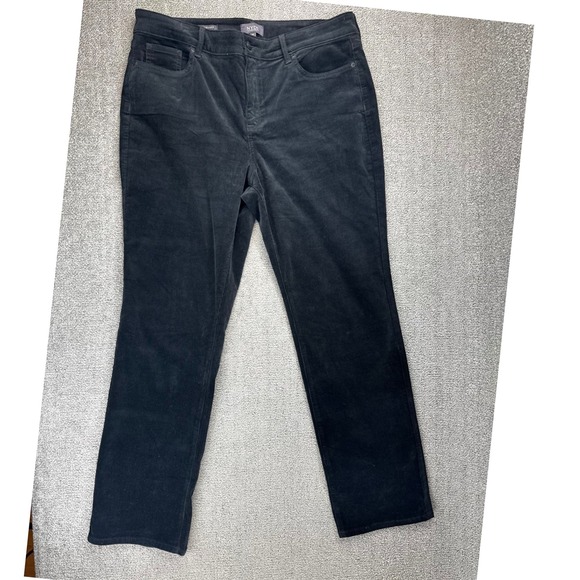 NYDJ Denim - NYDJ Corduroy Pants Womens 14 Black Marilyn Straight Lift Tuck Technology Winter